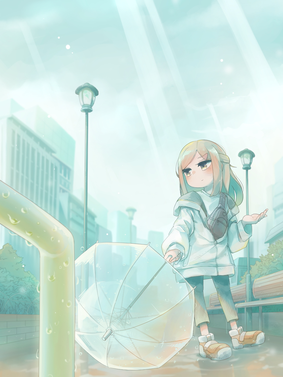 This is a pixiv picture whose title is のんびりイラスト「雨上がり」.