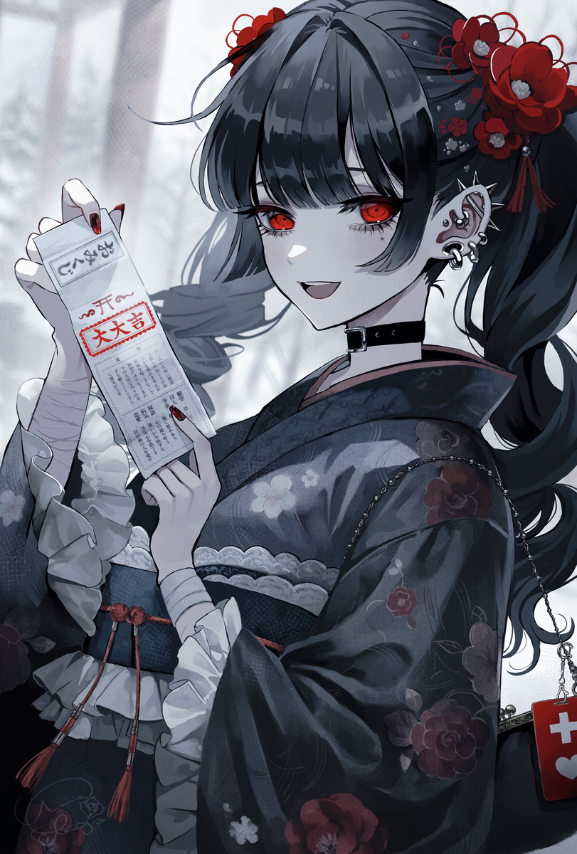 This is a pixiv picture whose title is おみくじ、いいの出た.