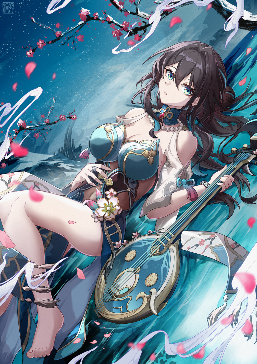 This is a pixiv picture whose title is 【阮·梅绘画】落梅.