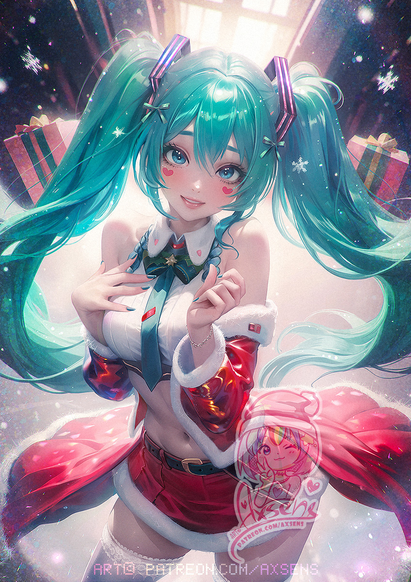 This is a pixiv picture whose title is 初音ミク/ Xmas Miku Hatsune.