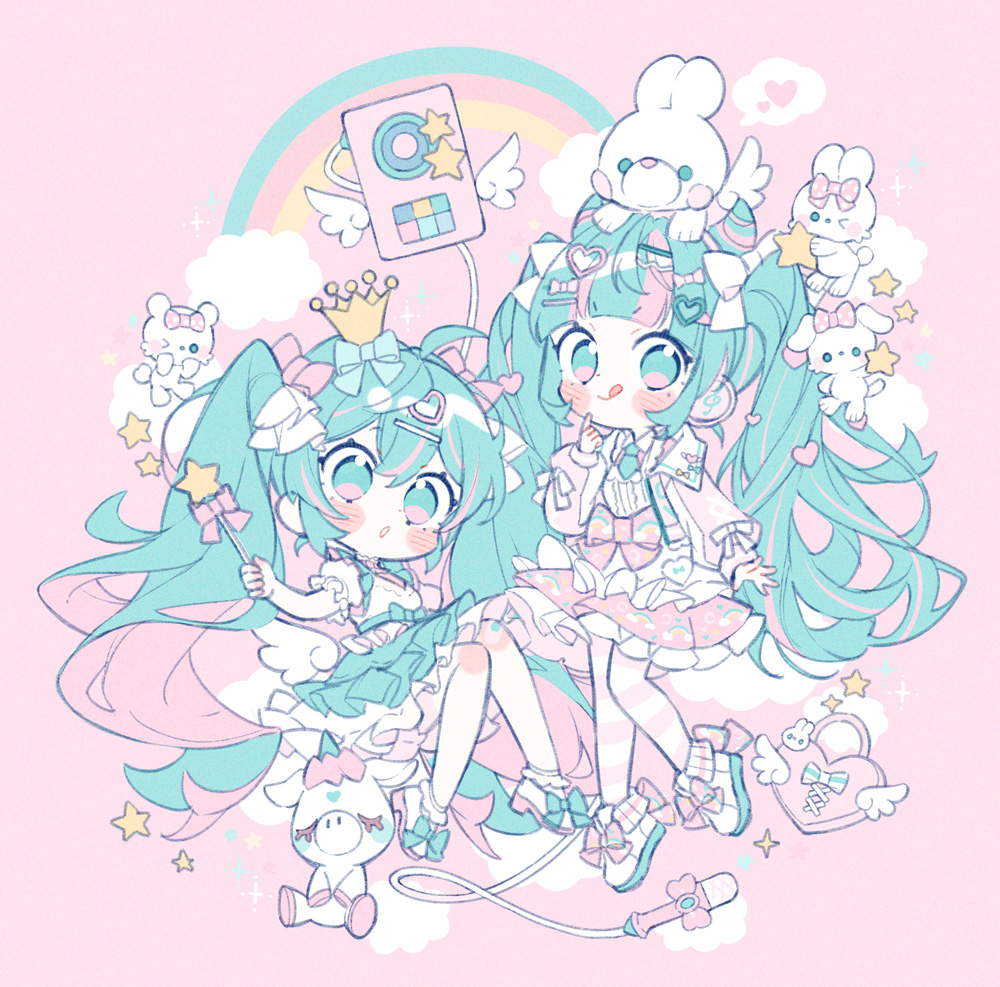 This is a pixiv picture whose title is ゆめかわミクちゃんず.