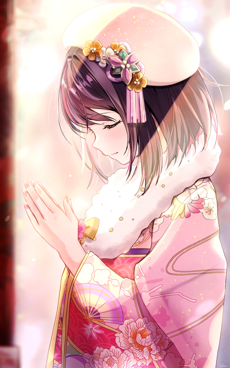 This is a pixiv picture whose title is 正月衣装　あずきち.