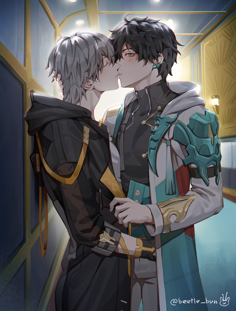 This is a pixiv picture whose title is Kiss :3.