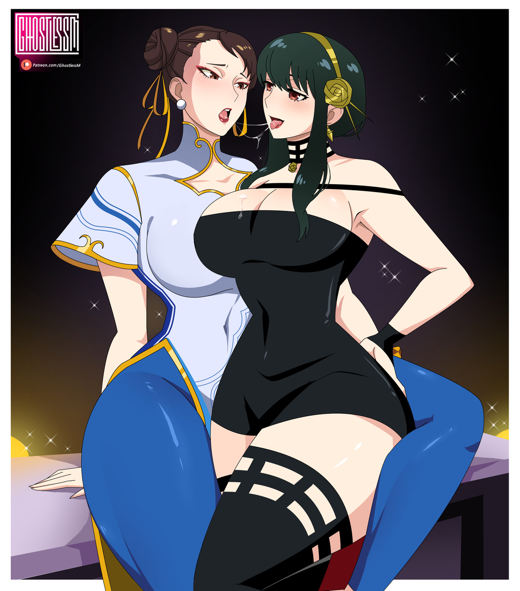 This is a pixiv picture whose title is Chun-Li x Yor Forger.
