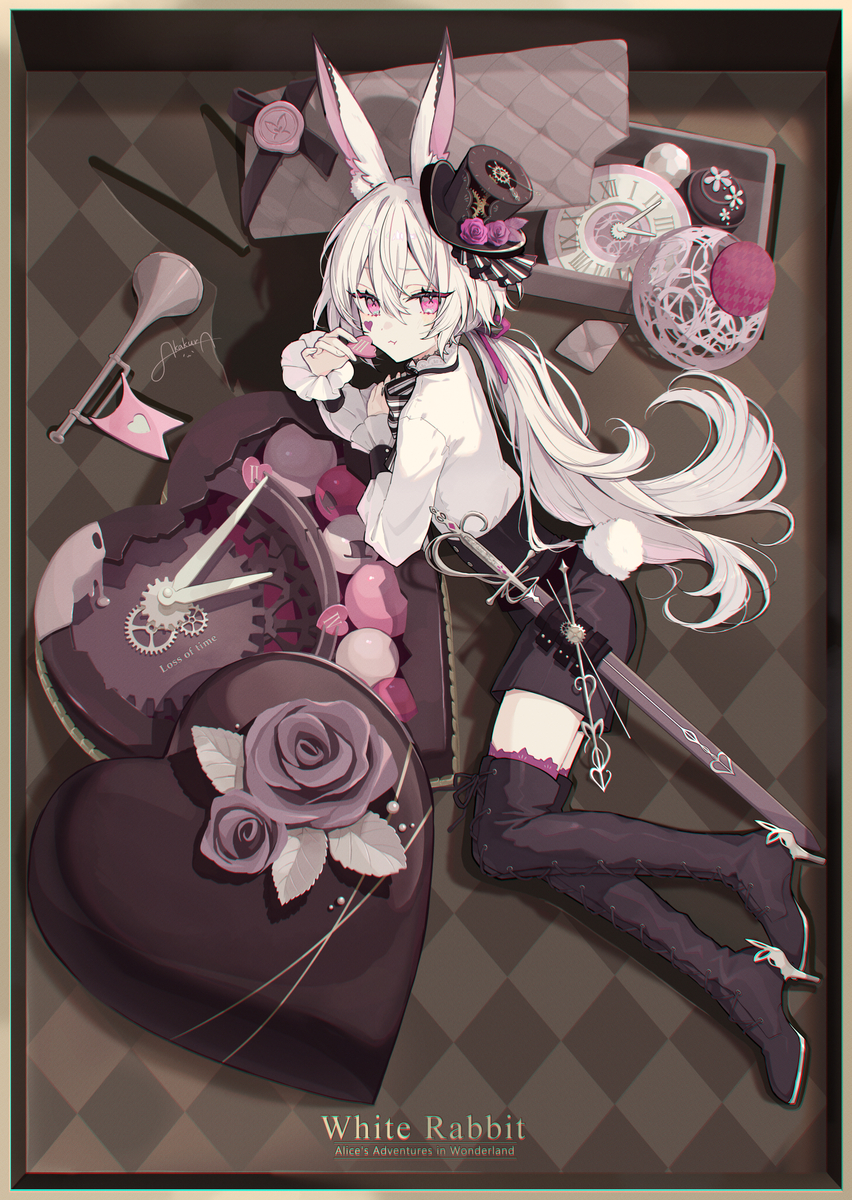This is a pixiv picture whose title is 白ウサギ.