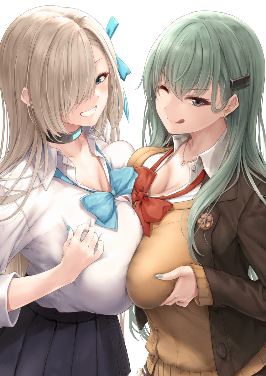 This is a pixiv picture whose title is JKダブル鏡餅.