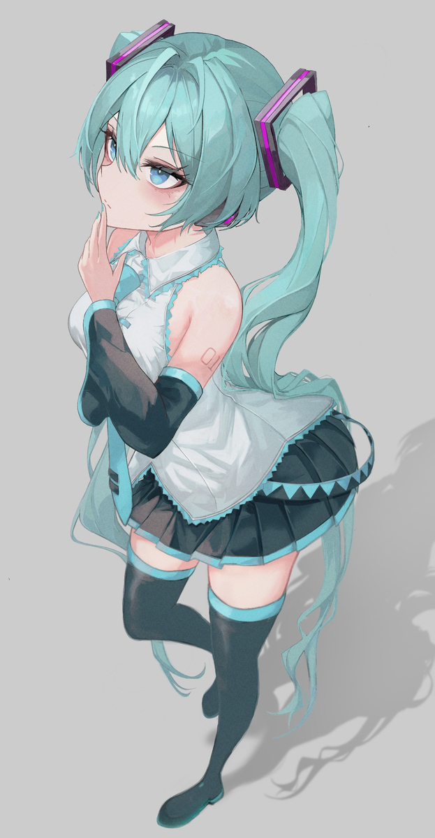 This is a pixiv picture whose title is 思考ミクさん.