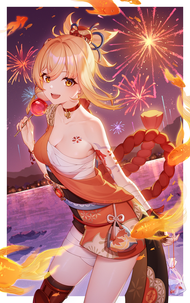 This is a pixiv picture whose title is 金魚花火🎆.