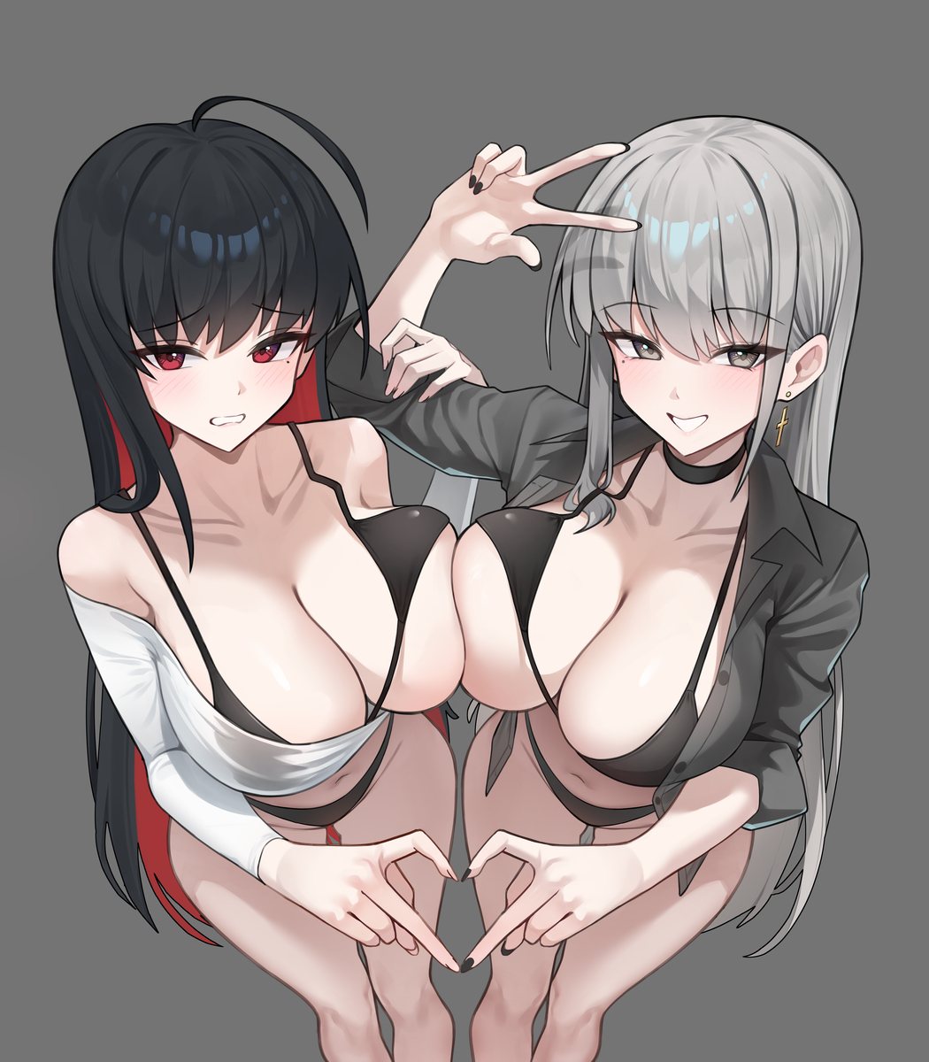 This is a pixiv picture whose title is 🖤かえで&ひかり🤍.