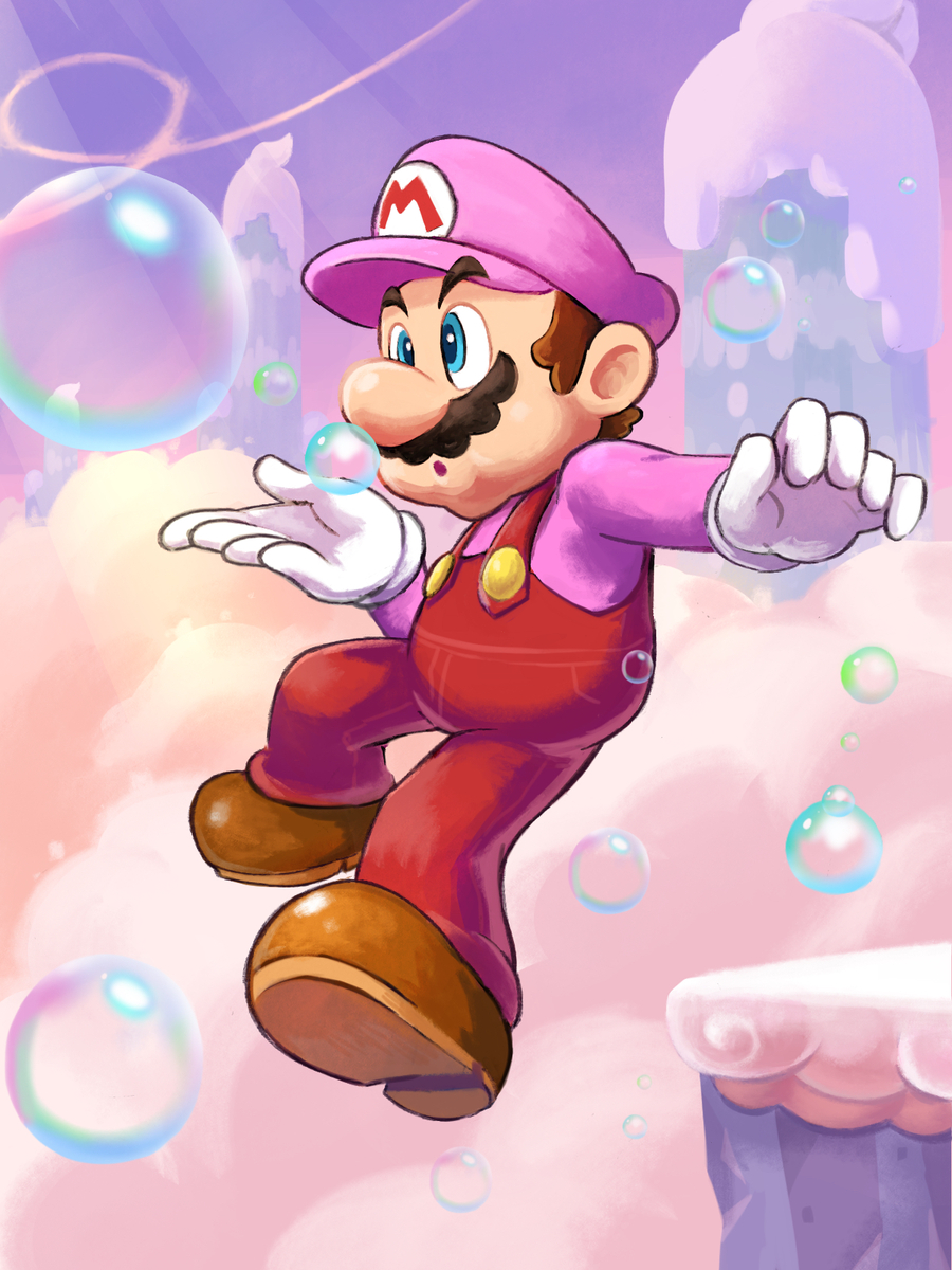 This is a pixiv picture whose title is 「ほわっ」とアワマリオ.
