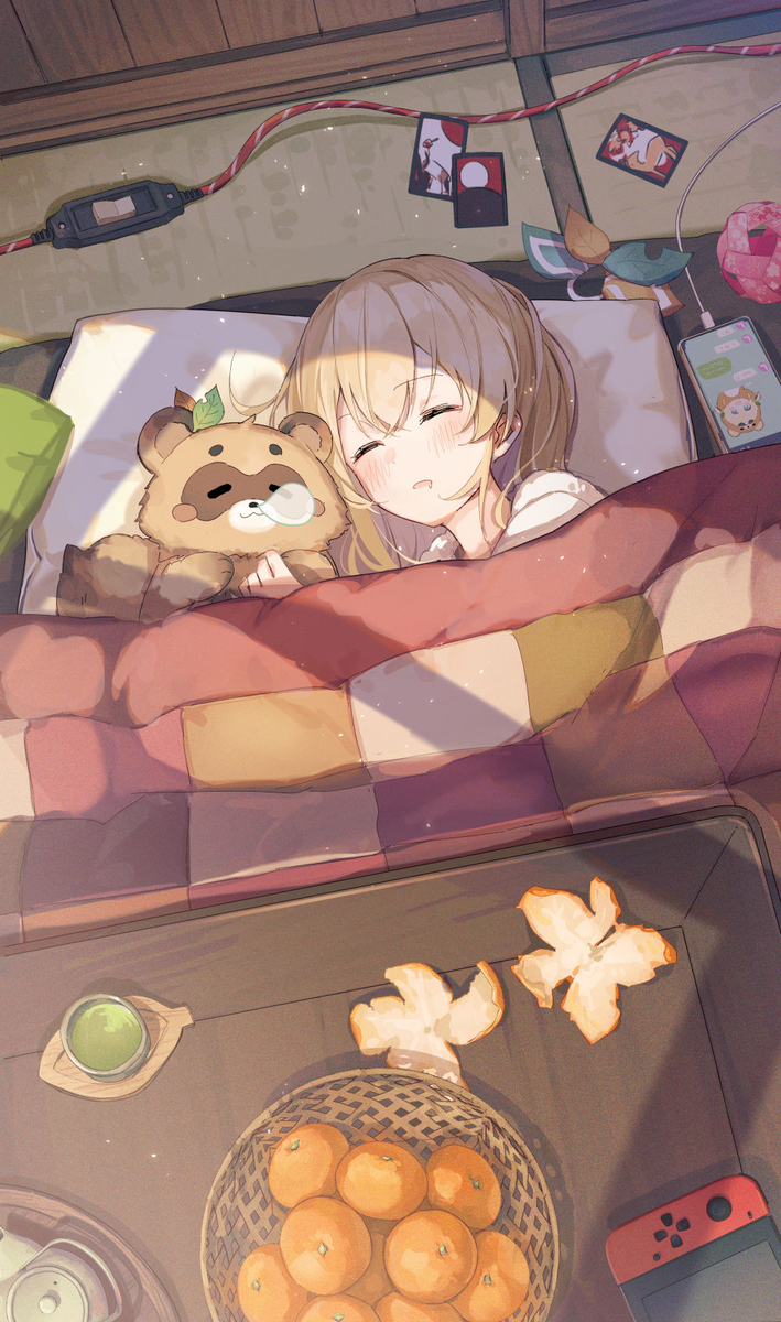 This is a pixiv picture whose title is 寝正月.