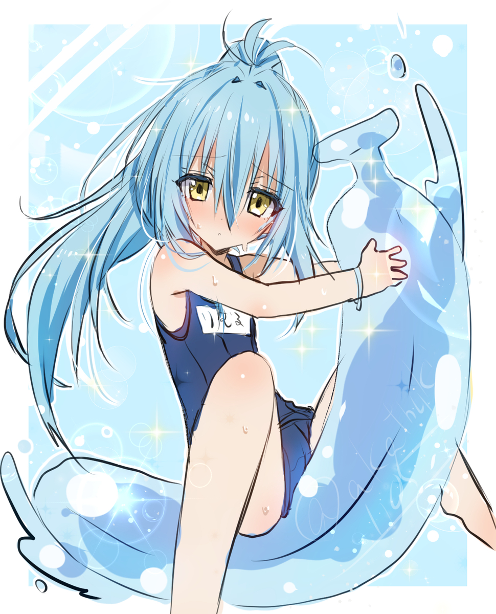 This is a pixiv picture whose title is ド落書きスク水リムル様.