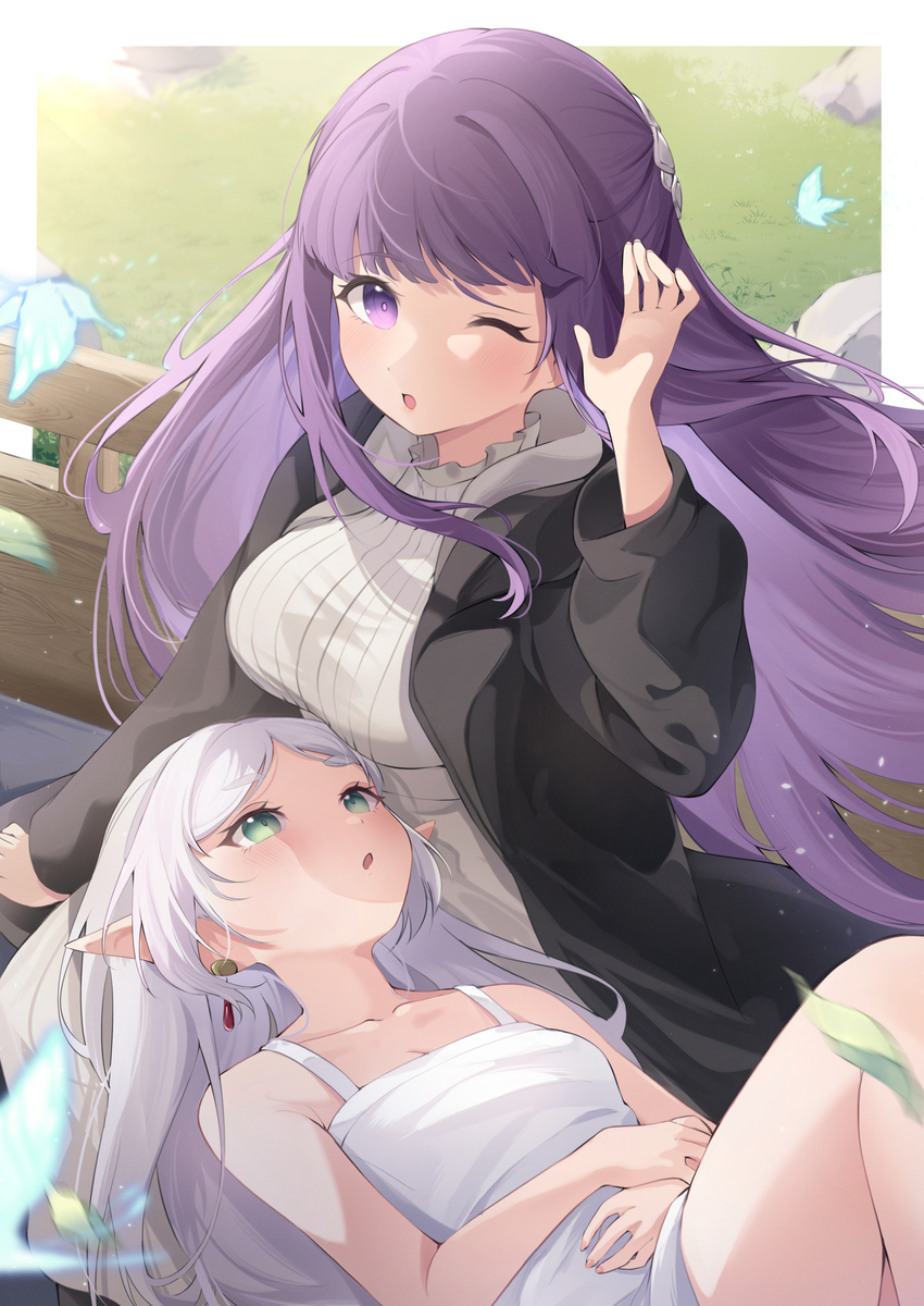 This is a pixiv picture whose title is フリーレン様 風は強いですね.