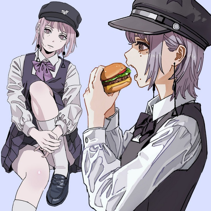 This is a pixiv picture whose title is burger🍔.