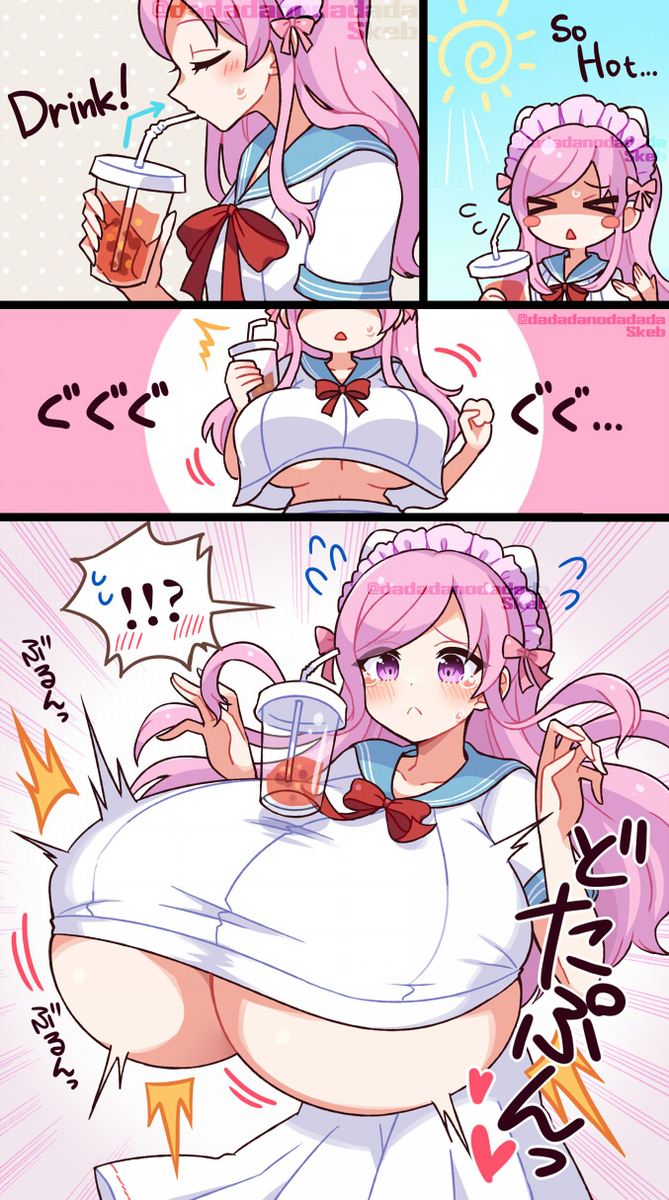 This is a pixiv picture whose title is Skeb よその子ちゃん膨乳.