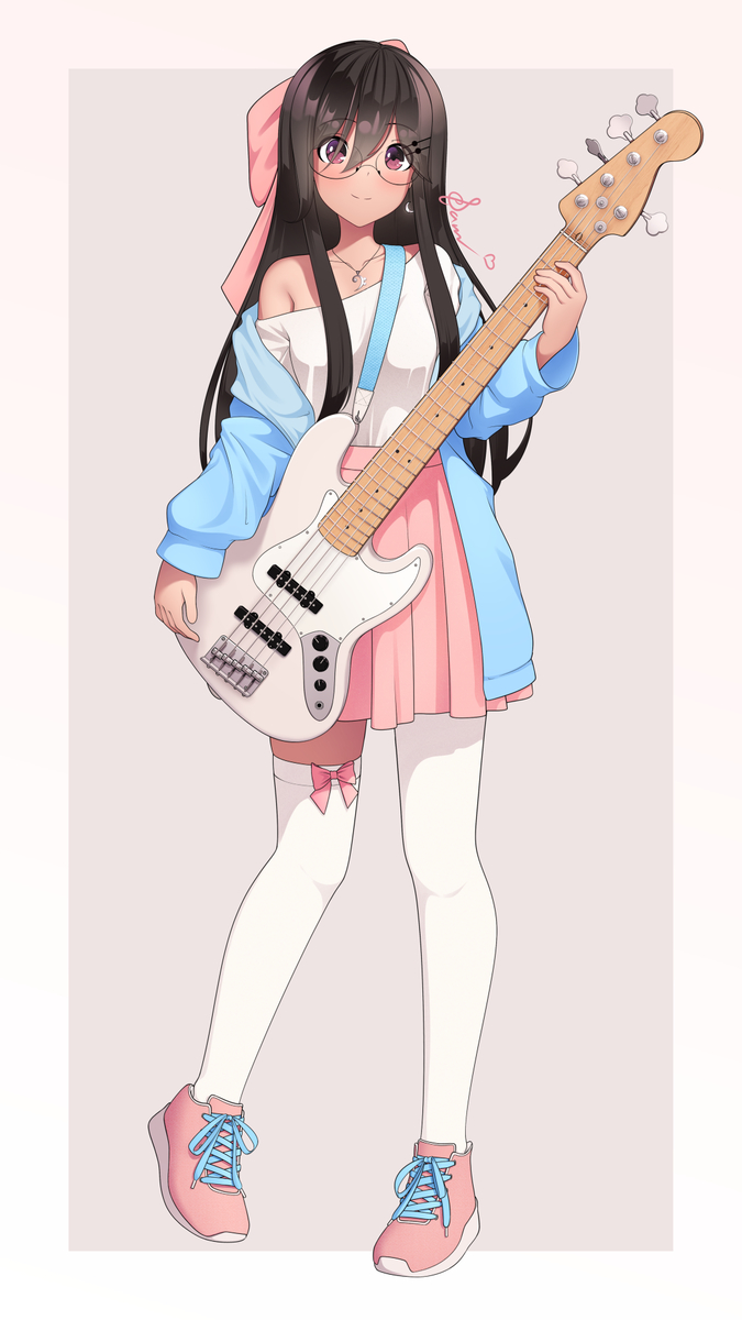 This is a pixiv picture whose title is Trans cutie plays bass.