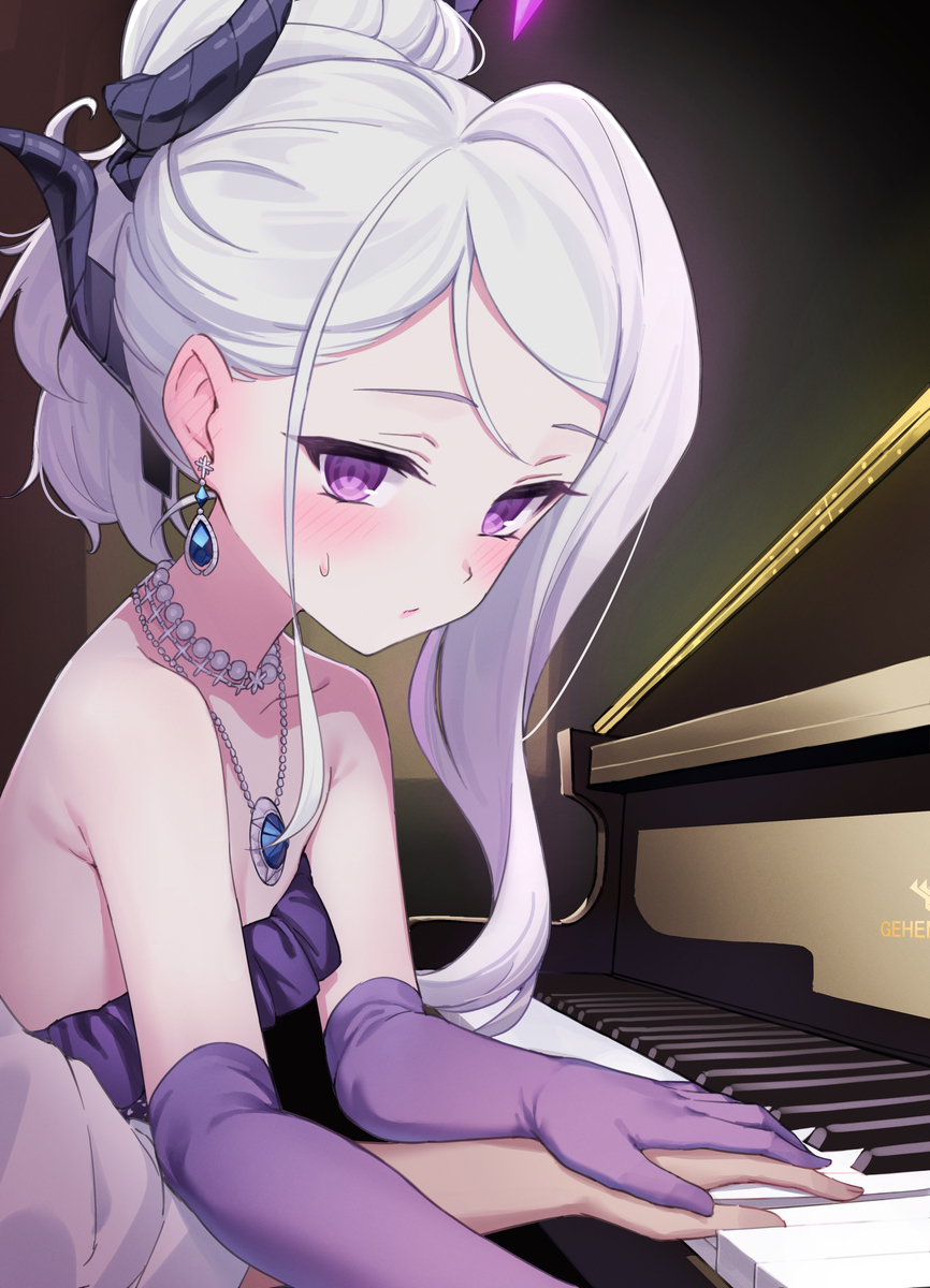 This is a pixiv picture whose title is ヒナ、ピアノおしえて！.