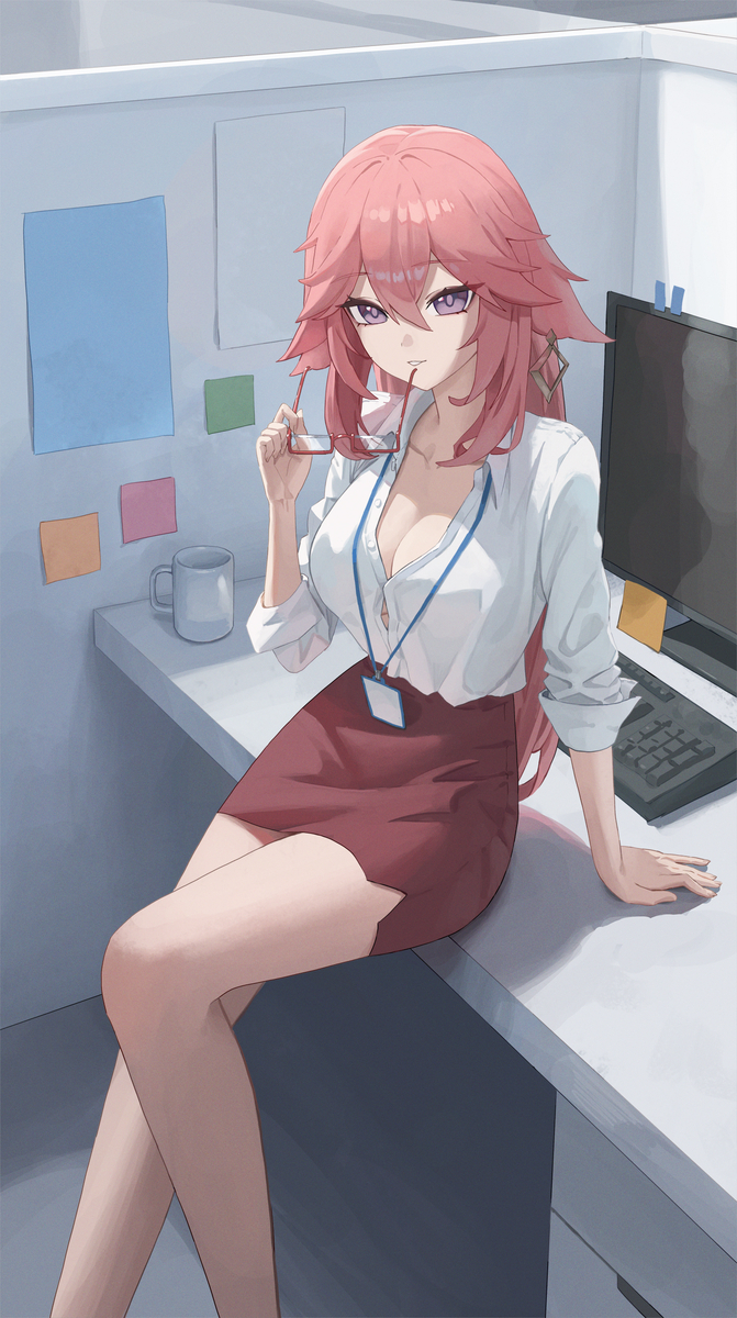 This is a pixiv picture whose title is OL Yae Miko.