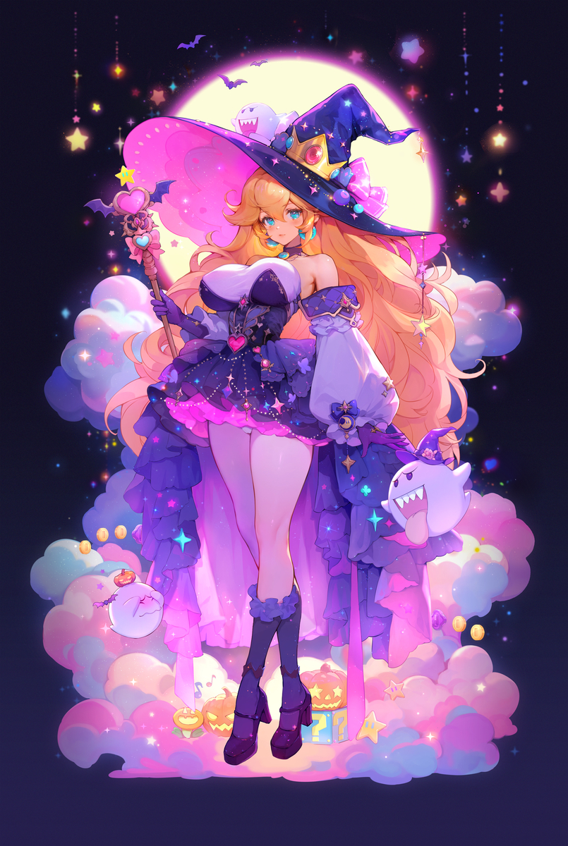 This is a pixiv picture whose title is Witch Princess Peach.