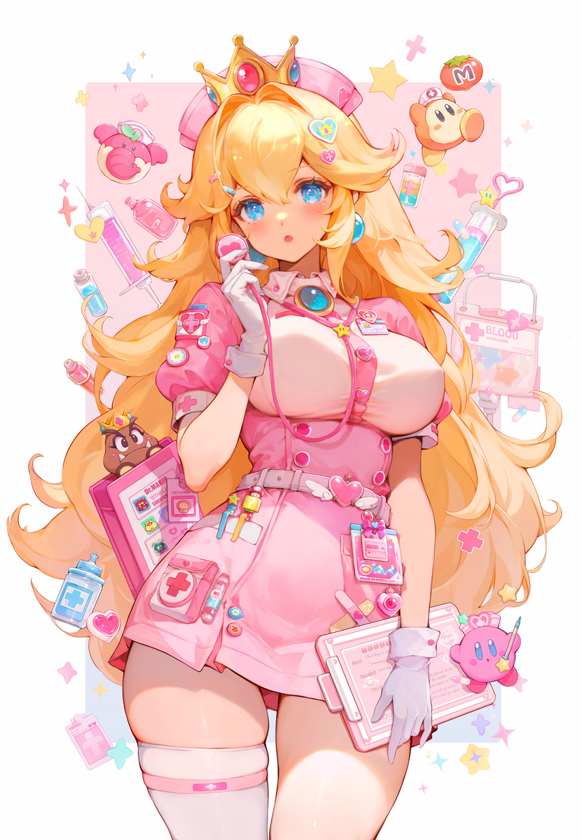 This is a pixiv picture whose title is Nurse princess Peach.