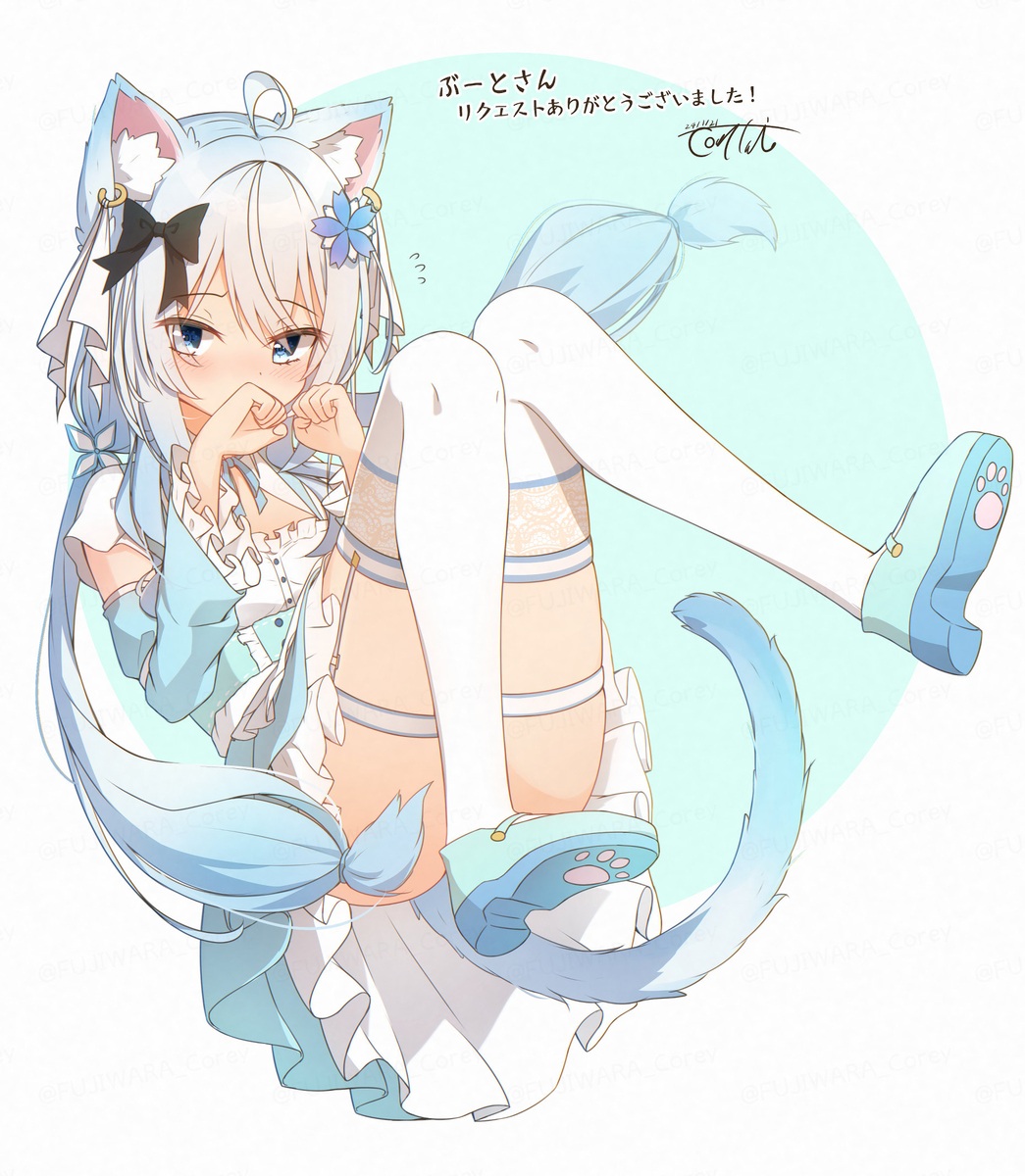 This is a pixiv picture whose title is 照れ猫.