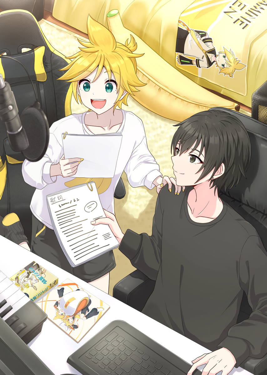 This is a pixiv picture whose title is レンと創作.