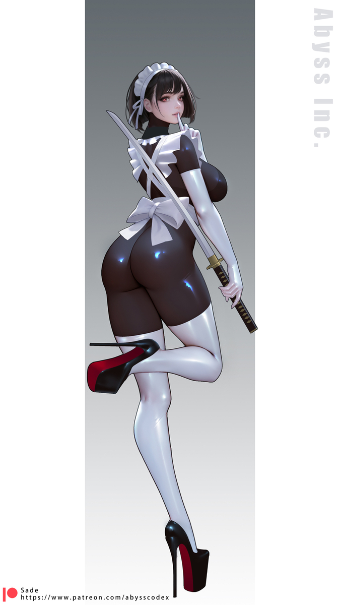 This is a pixiv picture whose title is Latex Maid.