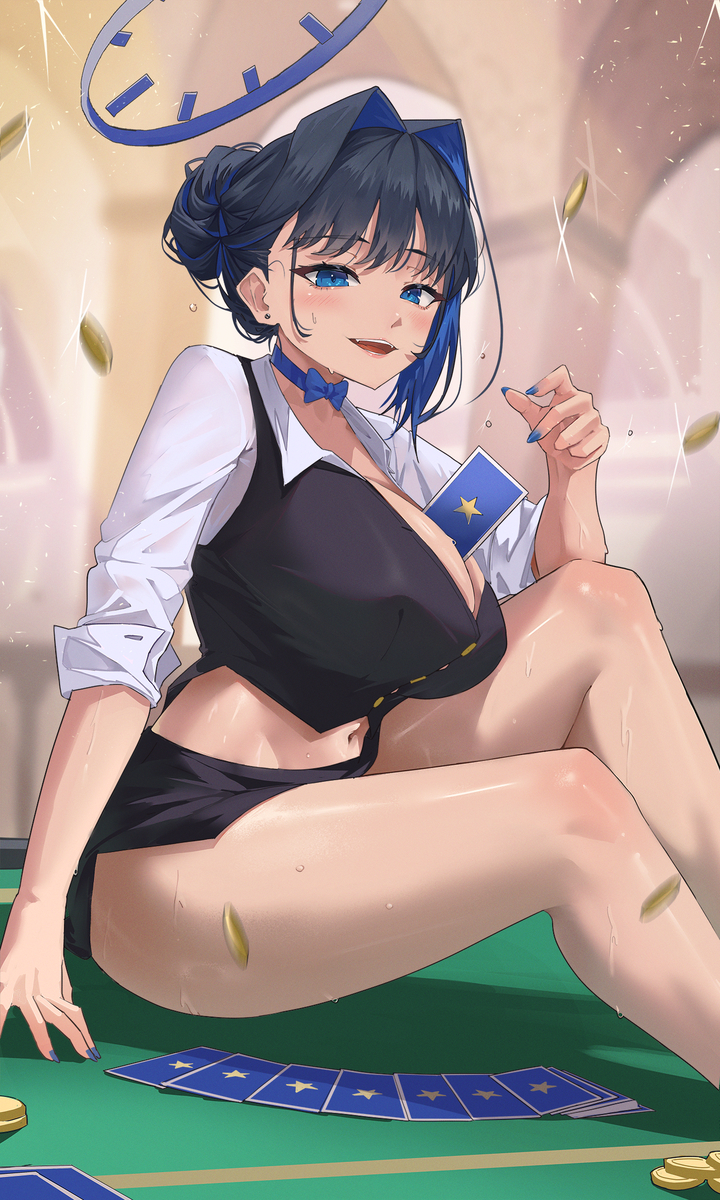 This is a pixiv picture whose title is Casino dealer Kronii.