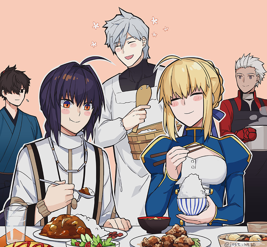 This is a pixiv picture whose title is ごはん大好きセイバー.