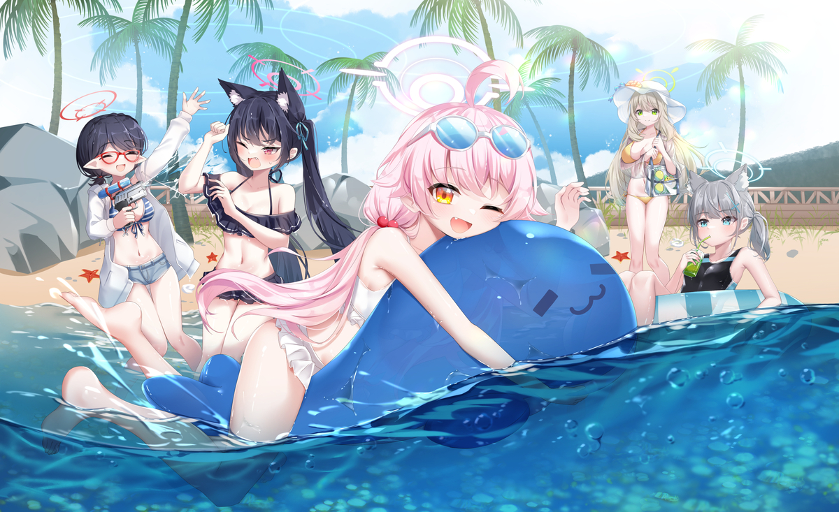 This is a pixiv picture whose title is アビドス水着.