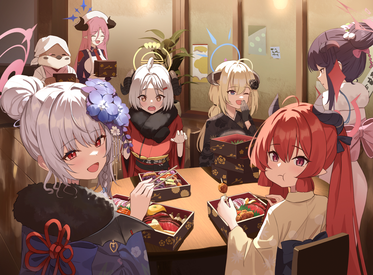 This is a pixiv picture whose title is 美食研究会.