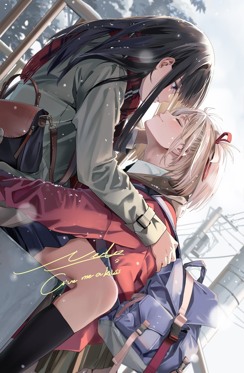 This is a pixiv picture whose title is 冬のキス.