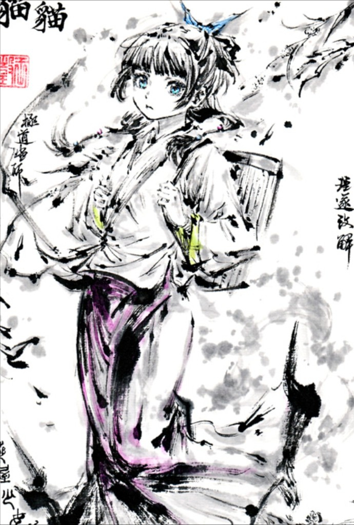 This is a pixiv picture whose title is 【極道畫師】貓貓.