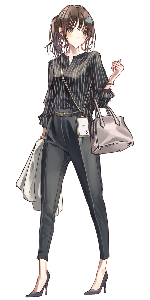 This is a pixiv picture whose title is ストライプシャツコーデ.