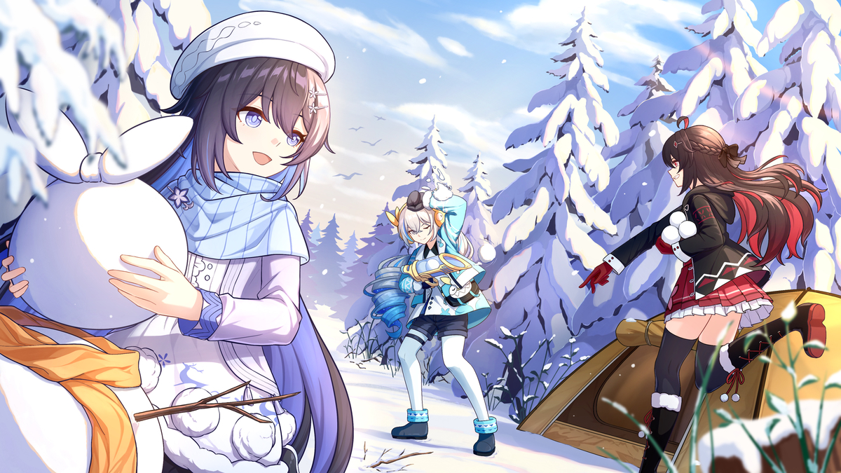 This is a pixiv picture whose title is 银冬雪趣.