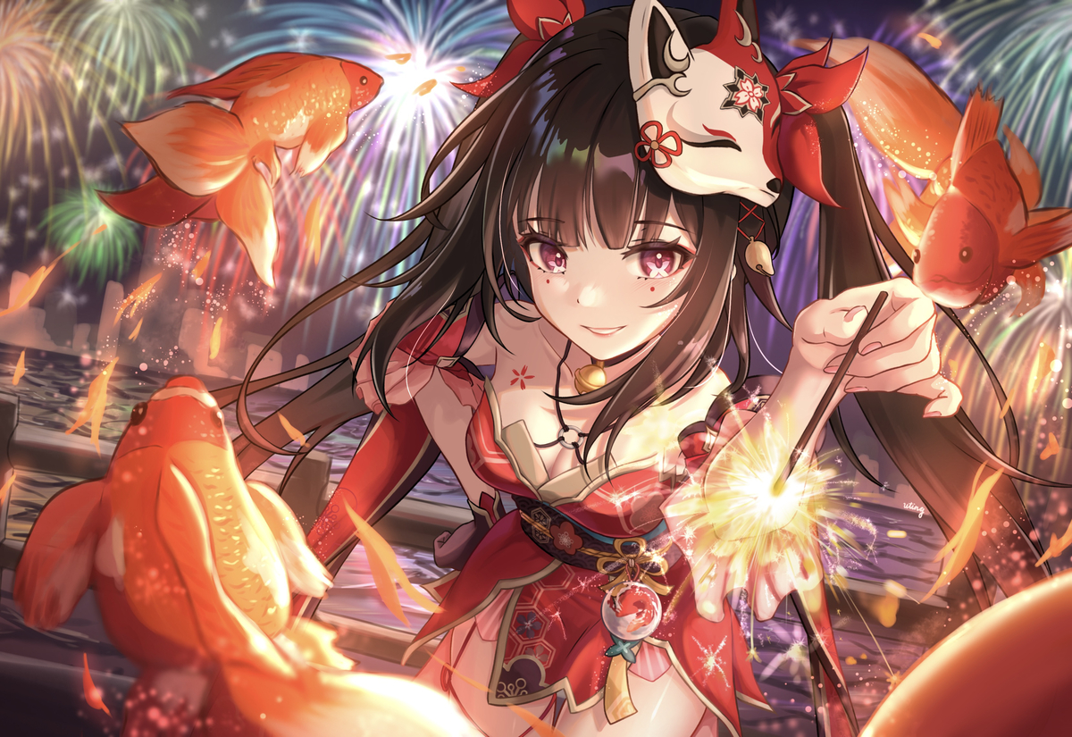 This is a pixiv picture whose title is 花火.