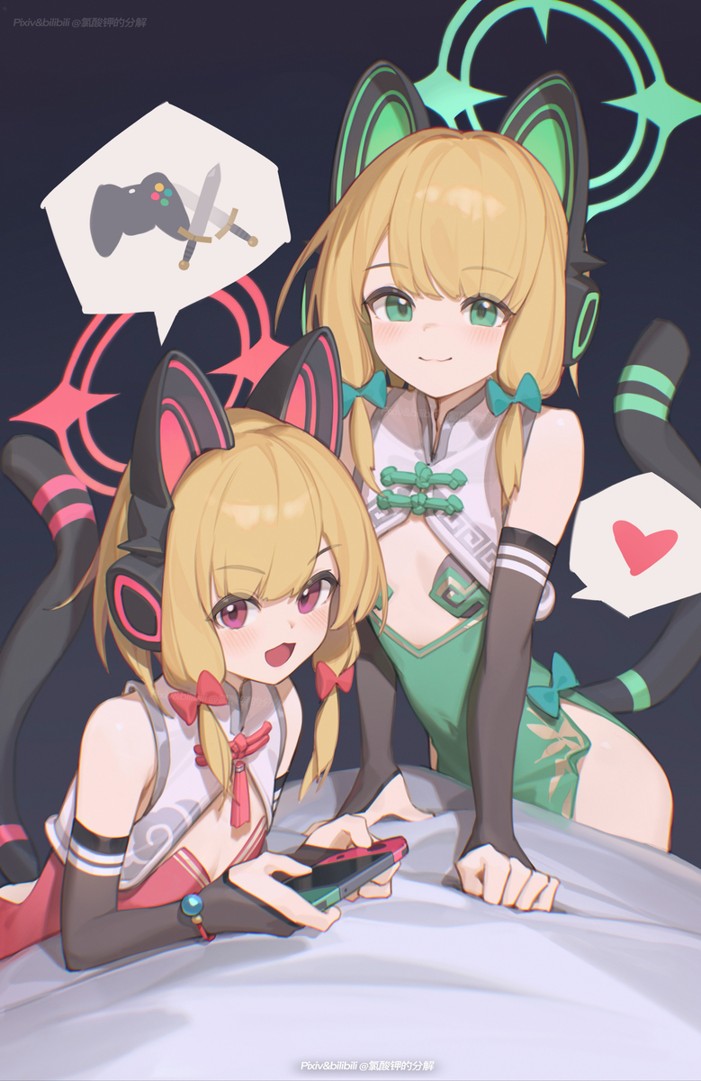 This is a pixiv picture whose title is モモイ＆ミドリ.