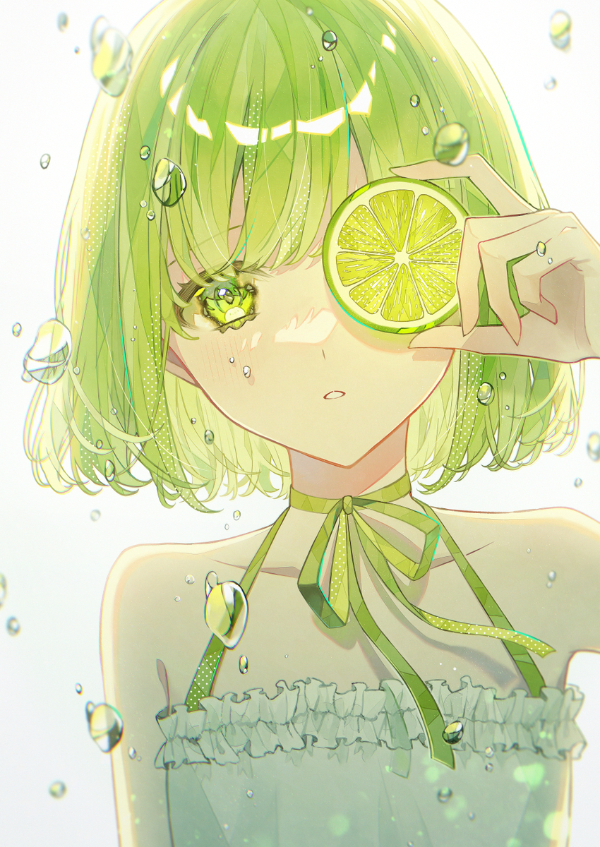 This is a pixiv picture whose title is 果実越しの君.