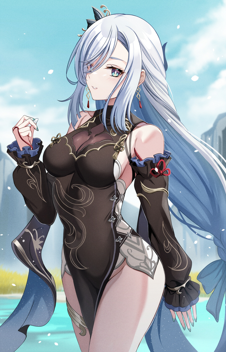 This is a pixiv picture whose title is 申鶴.