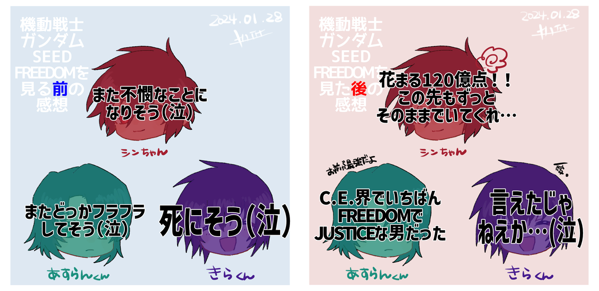 This is a pixiv picture whose title is SEEDFREEDOM見てきた.