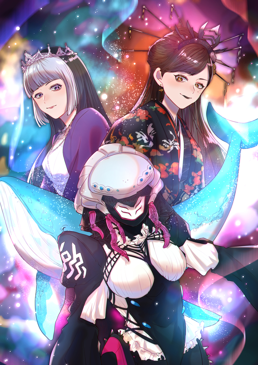 This is a pixiv picture whose title is ハーカバーカ三女傑.