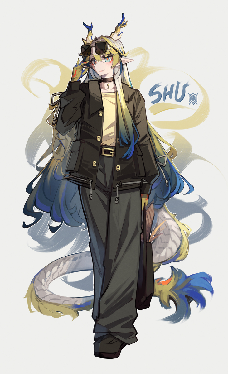 This is a pixiv picture whose title is Shu gender🖤💙💛.