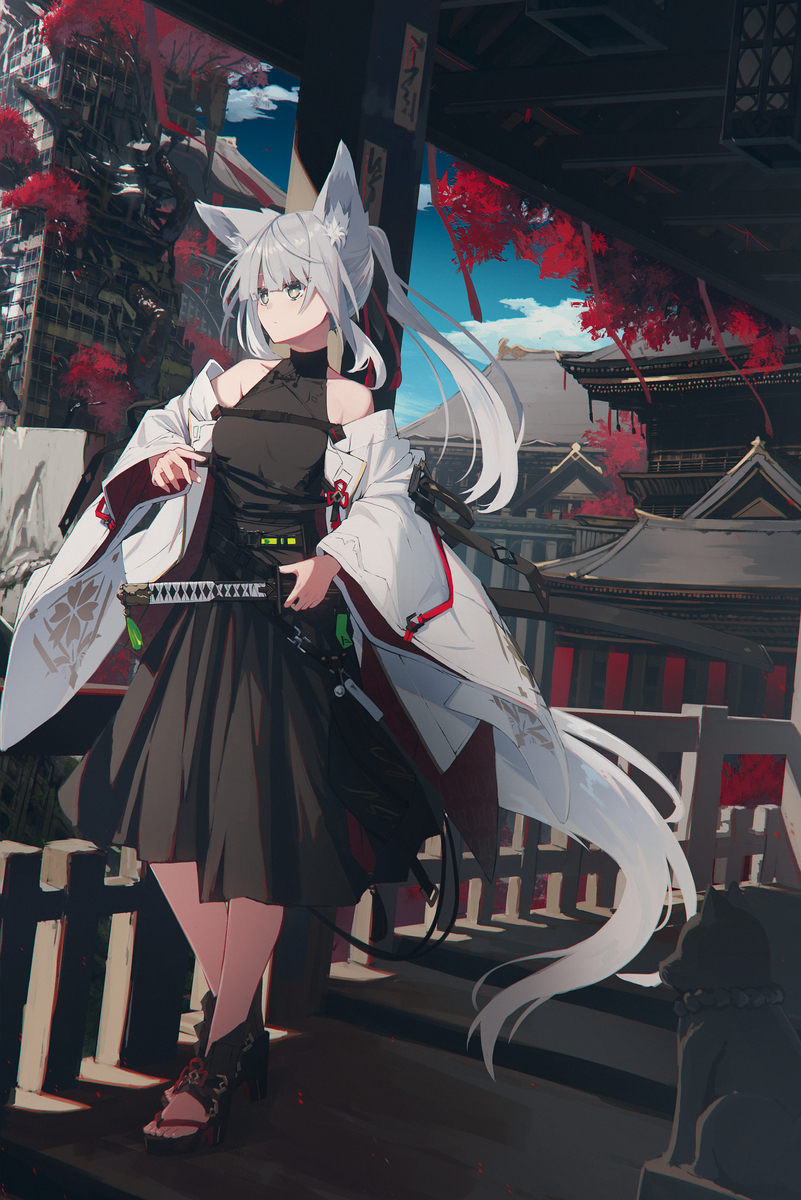 This is a pixiv picture whose title is 紅葉回廊.