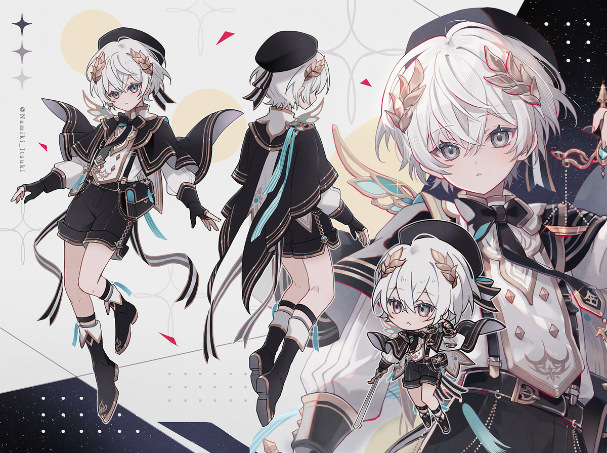 This is a pixiv picture whose title is Character Design［ 公正の天秤 ］.