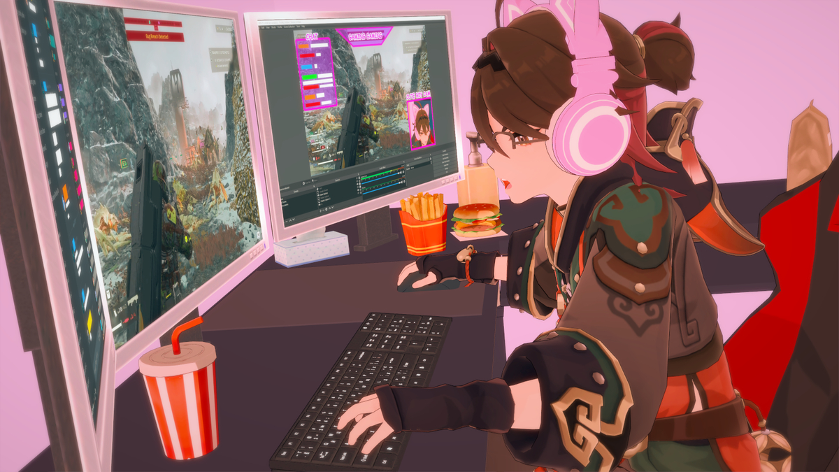 This is a pixiv picture whose title is gaming gaming.