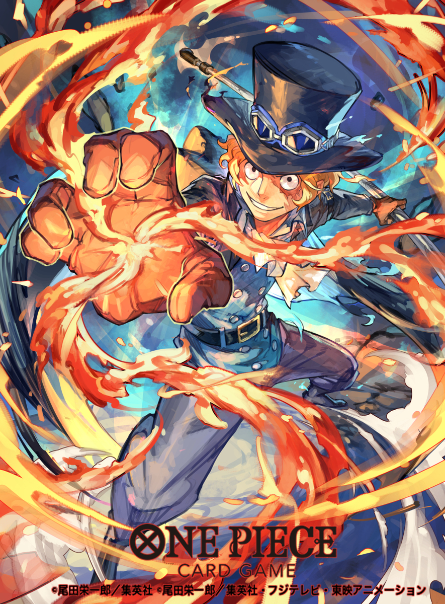 This is a pixiv picture whose title is ONE PIECE CARD GAME『サボ』.