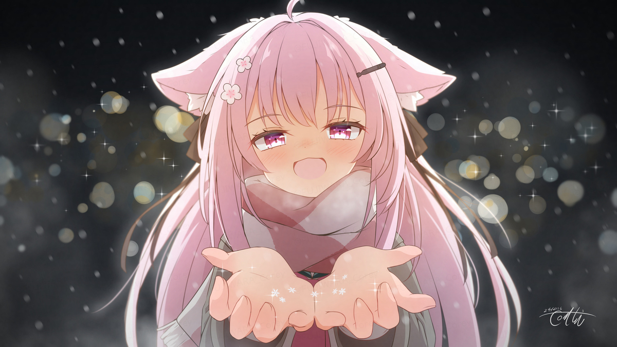 This is a pixiv picture whose title is 見て見て！雪！.