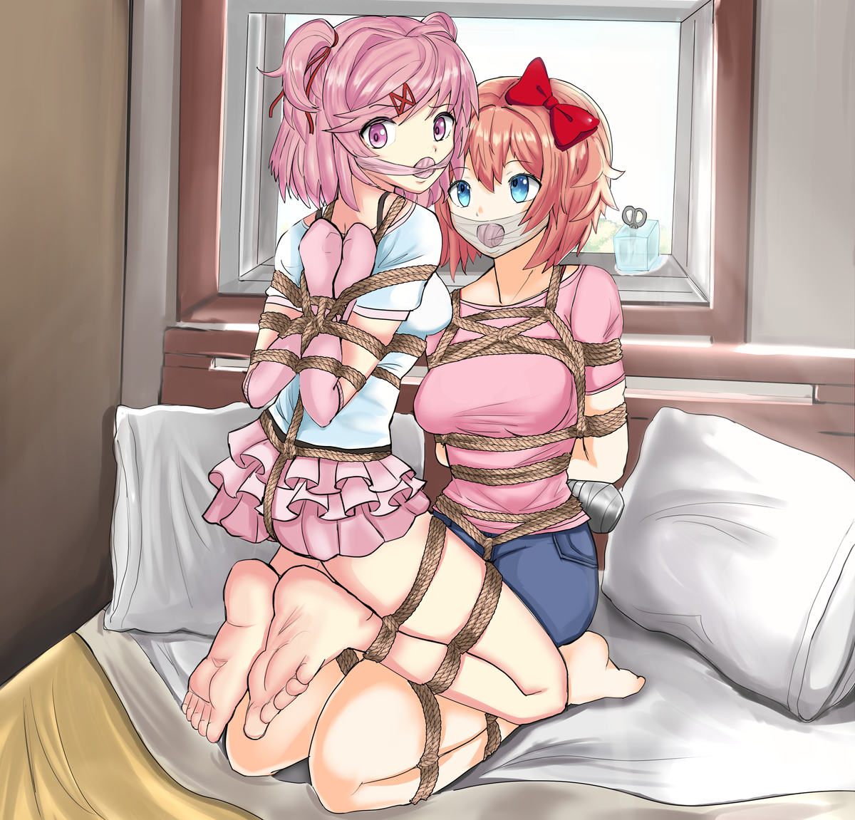 This is a pixiv picture whose title is COM - Natsuki and Sayori.