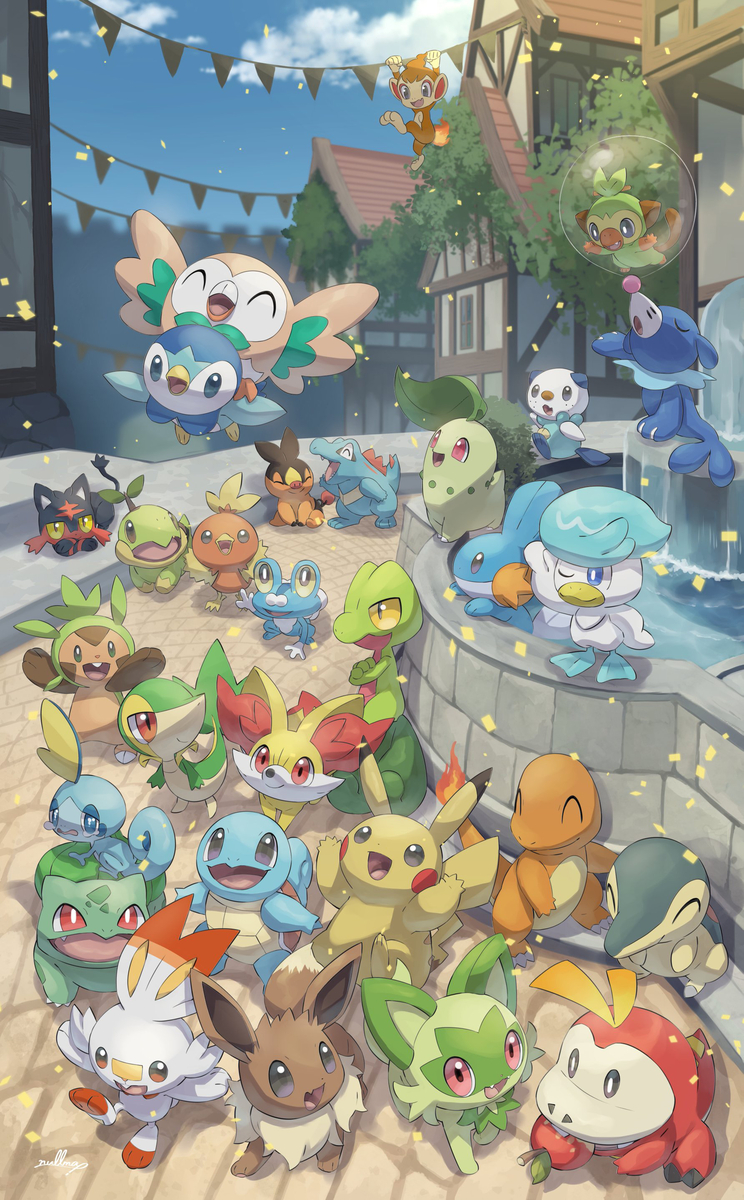 This is a pixiv picture whose title is ポケモン28周年おめでとう🎉.