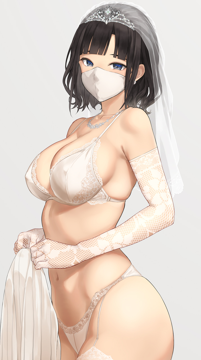 This is a pixiv picture whose title is ウェディングランジェリー歌のお姉さん.